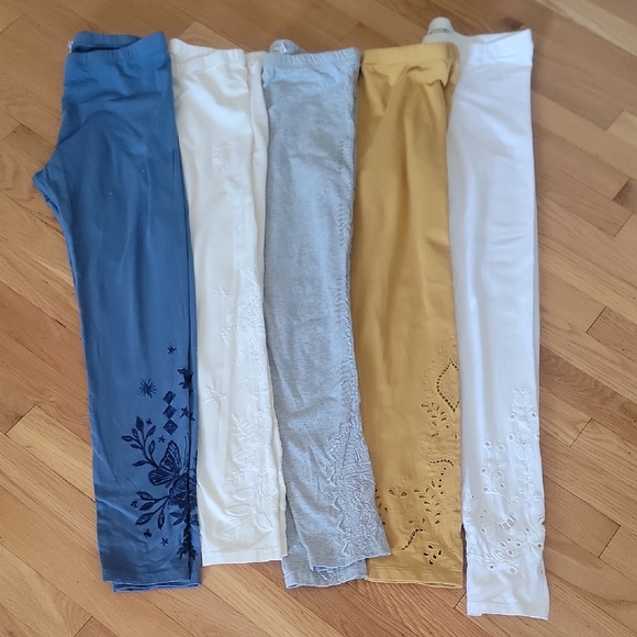 Johnny Was Embroidered Leggings Bundle  cream, blue, gray, yellow white Small S - Picture 2 of 8
